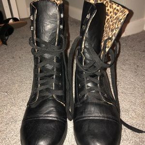black combat boots